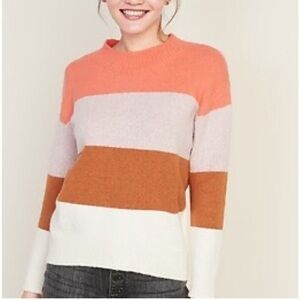 NWOT Old Navy color block pink orange brown striped sweater